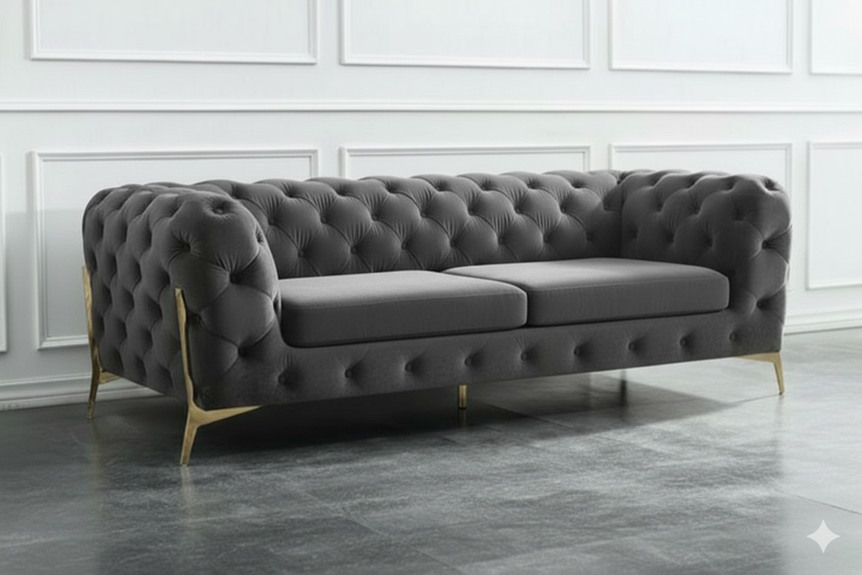 Italian Chesterfield Sofa | Including Footstool