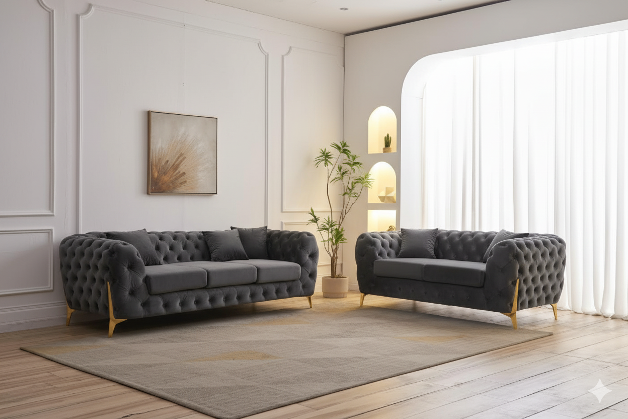Italian Chesterfield Sofa | Including Footstool