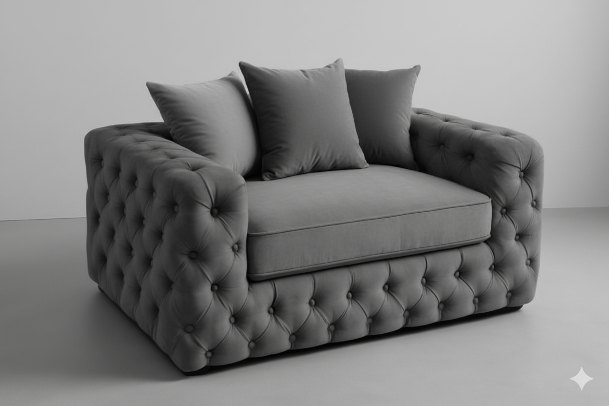 Ashton Chesterfield Scatter Back/High Back Sofa | Including Footstool