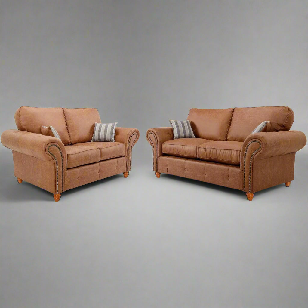 Oakland Leather Sofa | With Footstool